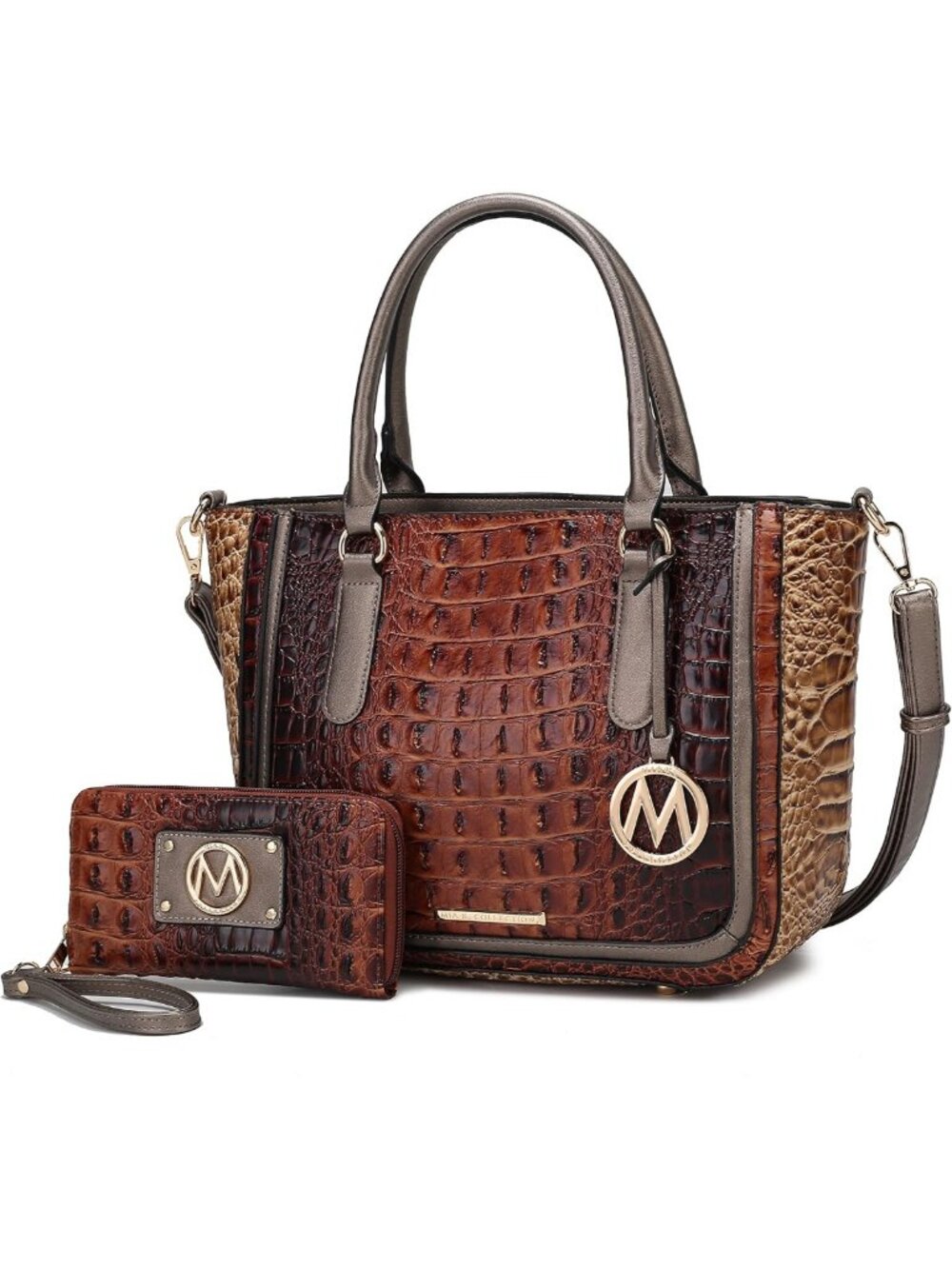 Crocodile Embossed Vegan Leather Satchel Bag | Women's Crossbody Tote Handbag